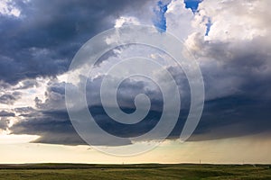 Supercell cumulonimbus storm clouds and dramatic sky