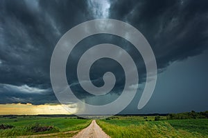 Supercell storm clouds with intense tropic rain