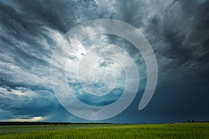 Supercell storm clouds with intense tropic rain