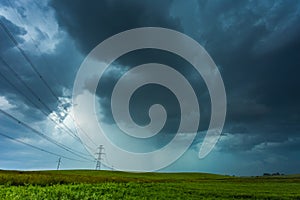 Supercell storm clouds with intense tropic rain