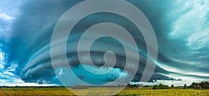 Supercell storm clouds with intense tropic rain