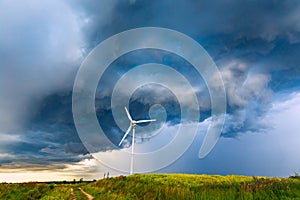 Supercell storm clouds with intense tropic rain