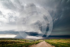 Supercell storm over Badlands National Park, South Dakota.