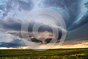 Supercell storm over a field in Montana