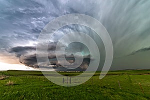 Supercell thunderstorm with dramatic sky