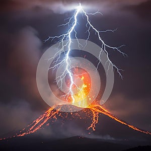 Supercell Thunderstorm with Lightning and Rotating Cloud Structure