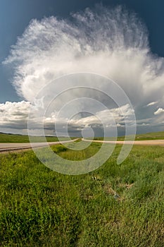 Supercell thunderstorm over the plains of South Dakota