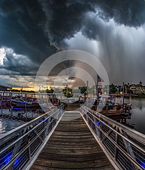 Supercell Thunderstorm with Rain and Lightning in Orlando Florid