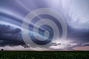 Supercell thunderstorm and stormy sky