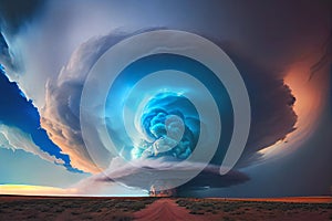 Supercell tornado storm cloud