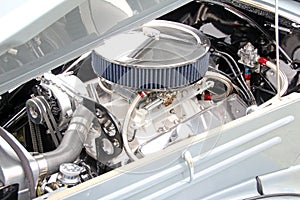Supercharged chromed sports engine