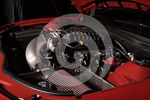 Supercharged vehicle motor photo