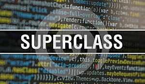 Superclass with Abstract Technology Binary code Background.Digital binary data and Secure Data Concept. Software