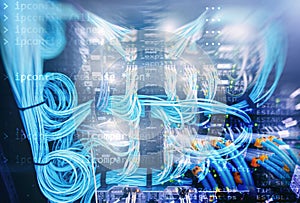 Supercomputer data center. Fiber Optical