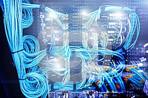 Supercomputer data center. Fiber Optical