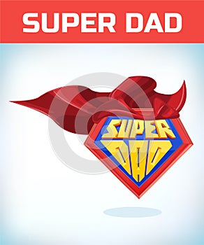 Superdad sign. Super dad. Father day. Shield isolated on blue background. vector illustration.