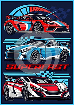 Superfast car vintage flyer colorful