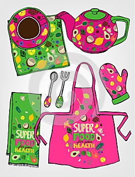 Superfoods Hand-drawn Kitchen set