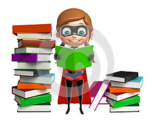 Supergirl with Book stack