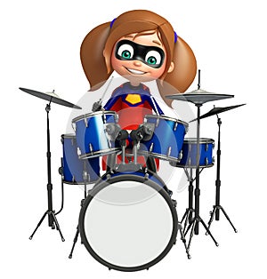 Supergirl with Drum