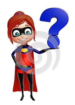 Supergirl with Question mark sign