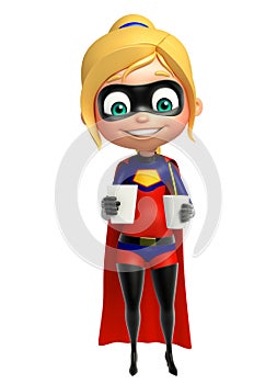 Supergirl with Soft drink and popcorn