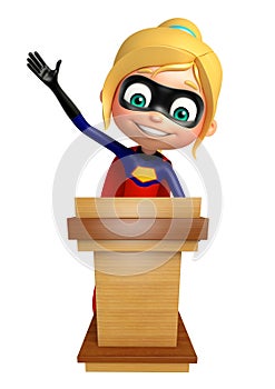 Supergirl with Speech table