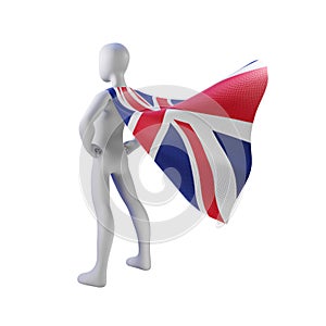 Superhero 3d render with england nation cape