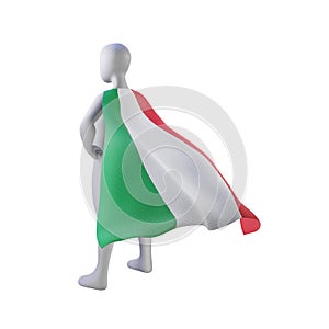 Superhero 3d render with italy nation cape