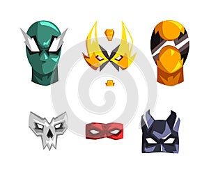 Superhero and Bad Mask Worn on Face by Fairy Character Vector Set