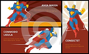 Superhero banners vector set