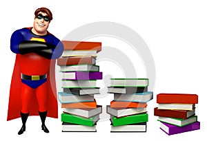 Superhero with Book stack