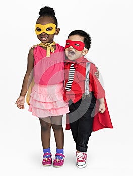 Superhero Boy Girl Costume Carnival Team Concept photo