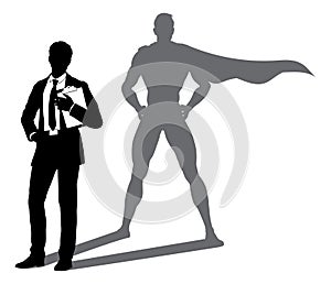 Superhero Business Man With Super Hero Shadow