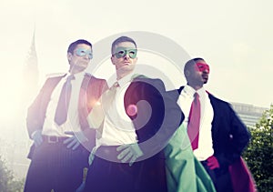 Superhero Businessmen Cityscape Team Concept