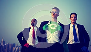 Superhero Businessmen Environment New York Concept