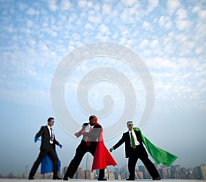 Superhero Businessmen In front of New York City