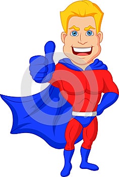 Superhero cartoon with thumb up