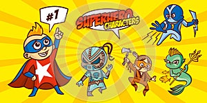 Superhero character Superheroes Set Vector illustration design