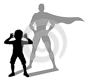 Superhero Child Kid With Super Hero Shadow