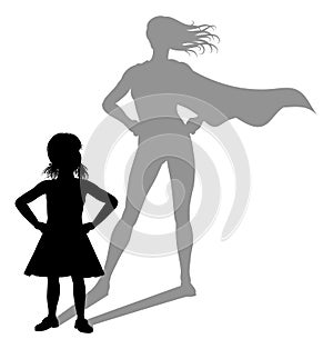 Superhero Child Kid With Super Hero Shadow