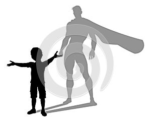 Superhero Child Kid With Super Hero Shadow