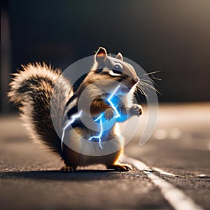 A superhero chipmunk with lightning powers, harnessing electricity to fight crime1