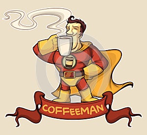 Superhero coffee-man