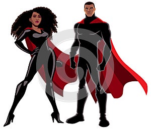 Superhero Couple Black on White