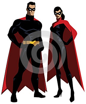 Superhero Couple Flat Design