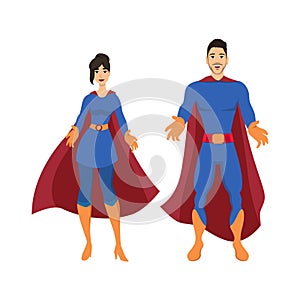 Superhero Couple. Male and female superheroes