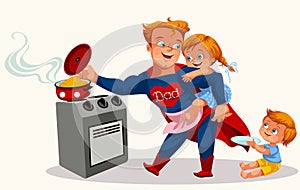Superhero dad colorful poster