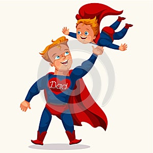 Superhero daddy flat colorful poster