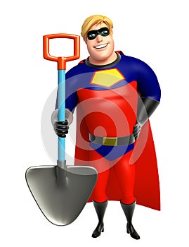 Superhero with Digging shovel